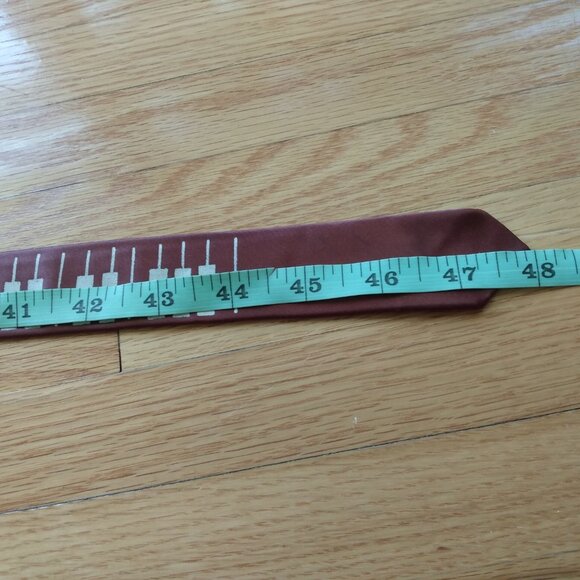 Vintage 70s Piano Skinny Tie Brown Novelty Necktie Silky Ska Punk Rockabilly - Picture 11 of 11